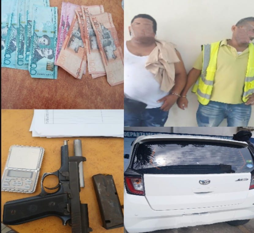 Durante un operativo preventivo realizado en el municipio de Neyba, agentes policiales adscritos a los distintos departamentos de esta Dirección Regional Sur apresaron en flagrante delito a dos individuos por posesión ilegal de un arma de fuego.